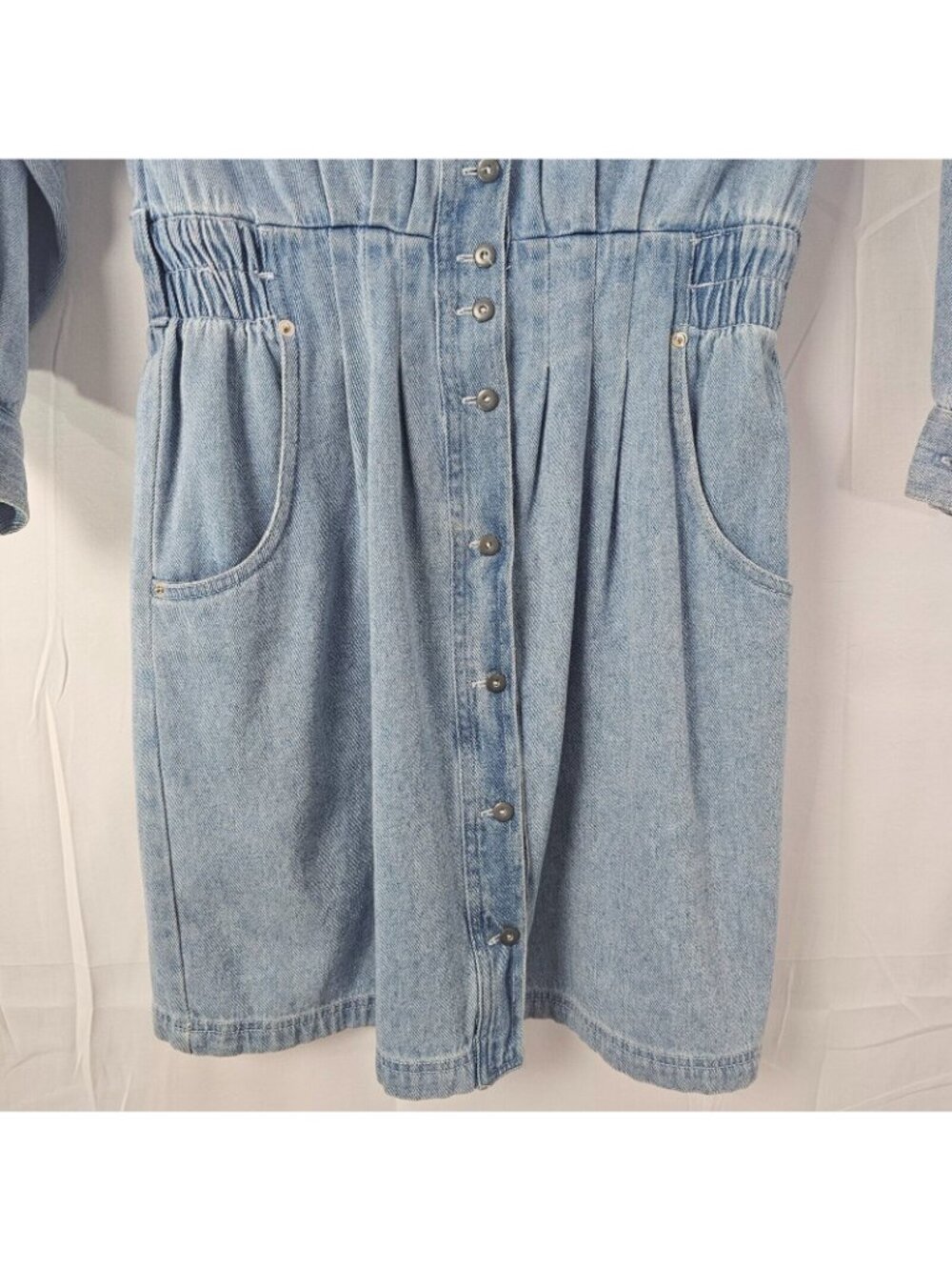 Vintage Fads Midi Jean Dress Womens 8 Denim Button Up Long Sleeve Pocket Collar - Picture 4 of 8